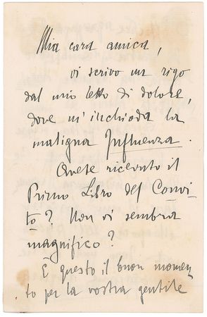 Lot #590 Gabriele d?Annunzio Handwritten Letter Signed - Image 1