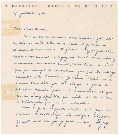 Lot #674 Clara Haskil Handwritten Letter Signed - Image 1