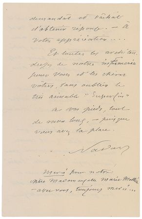 Lot #558 Felix Nadar Handwritten Letter Signed - Image 3