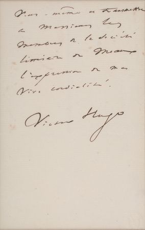 Lot #605 Victor Hugo: Supporting ?lofty goals of art and literature? with a book donation two years after Les Mis - Image 3