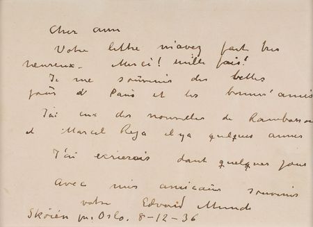 Lot #537 Edvard Munch: The painter of ‘The Scream’ mentions the psychiatrist who wrote ‘Art of Madmen’ - Image 2