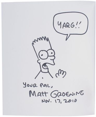 Lot #573 Matt Groening Sketch in Book - Image 1