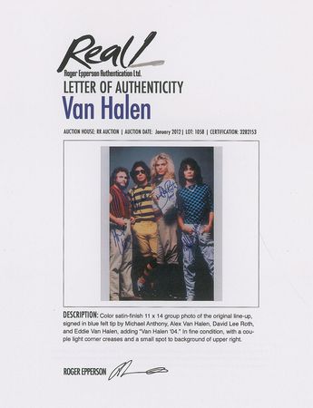 Lot #802 Van Halen Signed Photograph - Image 2