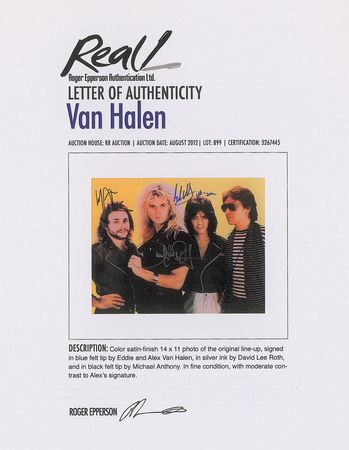 Lot #803 Van Halen Signed Photograph - Image 2