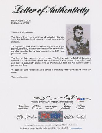 Lot #983 Sugar Ray Robinson Signed Photograph - Image 2