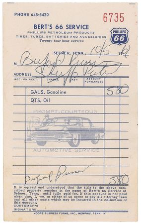 Lot #331 Buford Pusser Receipt - Image 1