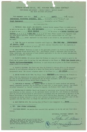 Lot #854 Hugh Beaumont Signed Document - Image 1