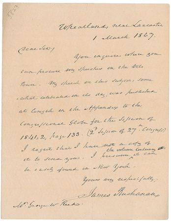 Lot #22 James Buchanan Handwritten Letter Signed