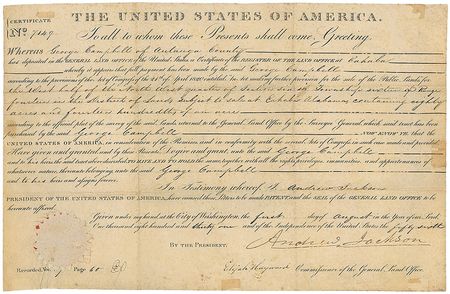Lot #13 Andrew Jackson Signed Document