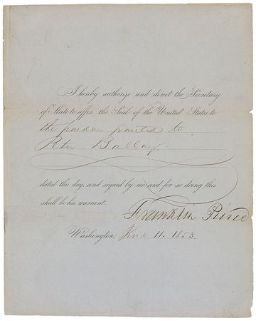 Lot #21 Franklin Pierce Signed Document