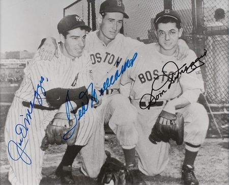 Lot #988 Ted Williams and the DiMaggio Brothers Signed Photograph - Image 1