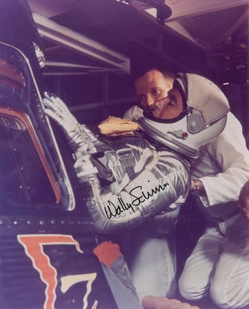 Lot #442 Wally Schirra and Gordon Cooper Signed Photographs - Image 1