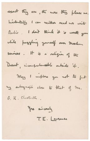 Lot #612 T. E. Lawrence: Lawrence of Arabia turns on Lowell Thomas, the man who made him famous - Image 2