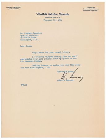 Lot #69 John F. Kennedy Typed Letter Signed - Image 1