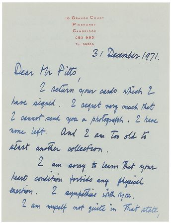 Lot #280 James Chadwick Handwritten Letter Signed - Image 1