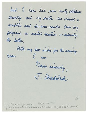 Lot #280 James Chadwick Handwritten Letter Signed - Image 2