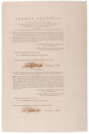 Lot #6 Thomas Jefferson: Rare twice-signed 1793
