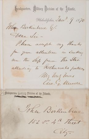 Lot #411 George G. Meade Handwritten Letter Signed - Image 2