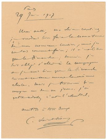 Lot #716 Camille Saint-Saens Handwritten Letter Signed - Image 1