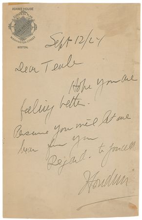 Lot #836 Harry Houdini Handwritten Letter Signed - Image 1