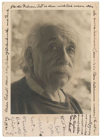 Lot #184 Albert Einstein: Fantastic portrait inscribed by Albert and sister Maja - Image 1