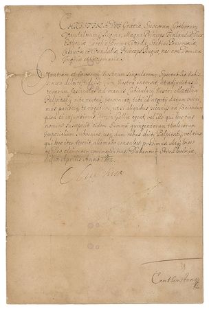Lot #250 Queen Christina: Scarce 1652 document from Sweden?s one-and-only Queen - Image 1