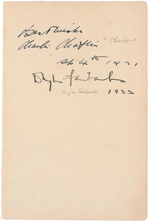 Lot #913 Charlie Chaplin and Douglas Fairbanks, Sr Signatures - Image 1