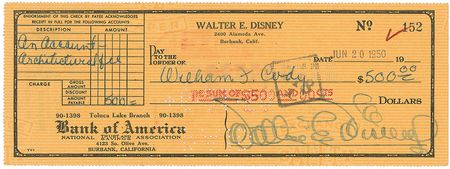 Lot #609 Walt Disney: 1950 payment to trendy Palm Springs architect William Cody - Image 2