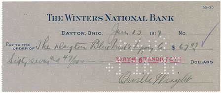 Lot #461 Orville Wright Check - Image 1