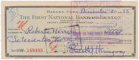 Lot #643 Ernest Hemingway Check - Image 2