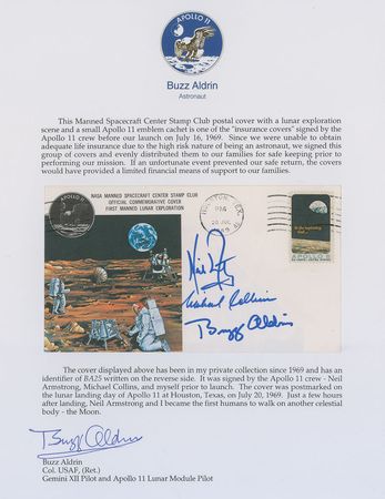 Lot #472 Apollo 11: Type 1 insurance cover from Aldrin?s personal collection - Image 2