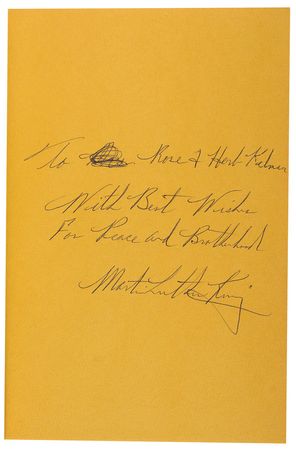 Lot #136 Martin Luther King, Jr: ?Best Wishes For Peace and Brotherhood??rare inscribed copy of King?s last book - Image 1
