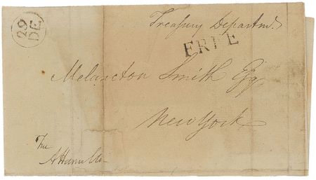 Lot #127 Alexander Hamilton: Desirable free frank to a political rival - Image 1