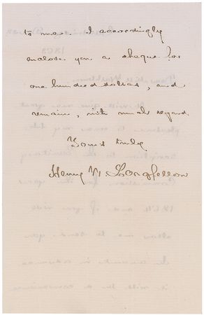 Lot #703 Henry Wadsworth Longfellow Handwritten Letter Signed - Image 2