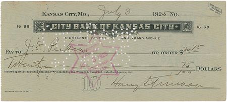 Lot #52 Harry S. Truman Check - Image 2