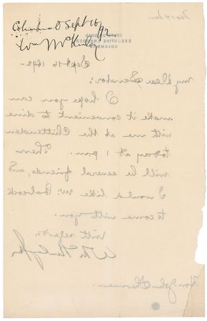 Lot #76 William McKinley Signed Letter - Image 2