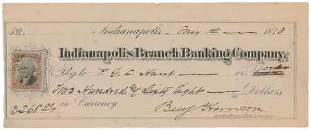 Lot #74 Benjamin Harrison Check - Image 2