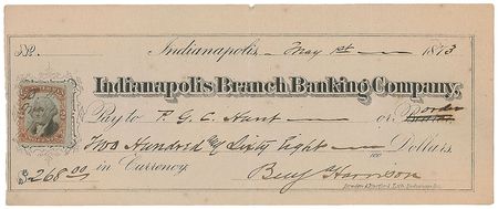 Lot #74 Benjamin Harrison Check - Image 1