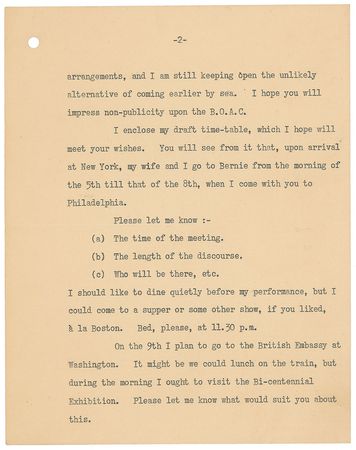 Lot #209 Winston Churchill: Extraordinary archive on a canceled 1951 trip to the University of Pennsylvania - Image 3