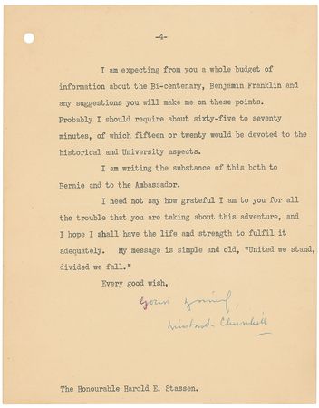 Lot #209 Winston Churchill: Extraordinary archive on a canceled 1951 trip to the University of Pennsylvania - Image 5