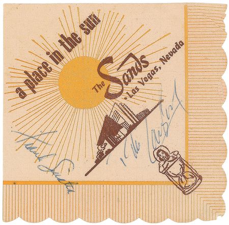 Lot #852 Frank Sinatra and Peter Lawford Napkin - Image 1