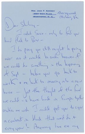 Lot #63 Jacqueline Kennedy: “I wish you would move in with us next year & be Jack’s legislative assistant!” - Image 1