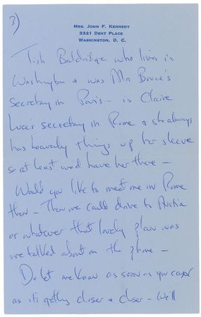 Lot #63 Jacqueline Kennedy: “I wish you would move in with us next year & be Jack’s legislative assistant!” - Image 3