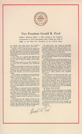 Lot #103 Gerald Ford Souvenir Typescript - Image 1