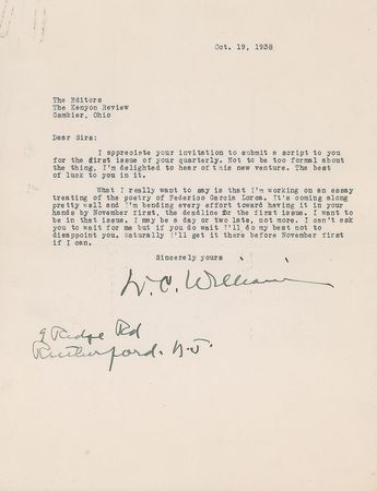 Lot #677 William Carlos Williams Typed Letter Signed - Image 2