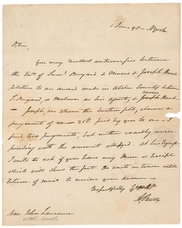 Lot #125 Aaron Burr Handwritten Letter Signed - Image 1