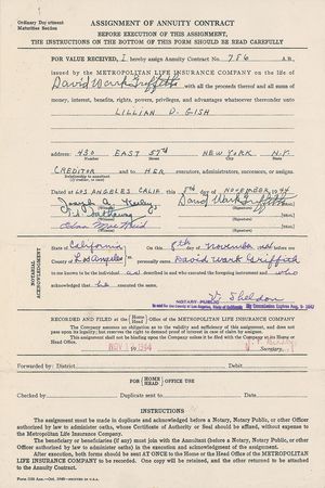 Lot #926 D. W. Griffith: An aging Griffith signs an annuity contract to his idolatress - Image 2