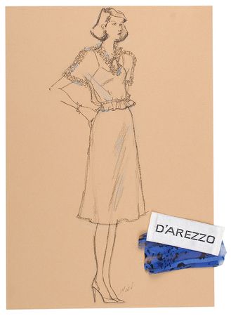 Lot #882 Audrey Hepburn: Fabulous swatch and design sketch for ?the beautiful and enchanting dresses you sent me?the materials are exquisite and a perfect fit? - Image 2