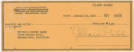 Lot #923 Clark Gable Check - Image 1