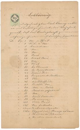Lot #728 Carl Czerny Signed Document - Image 1